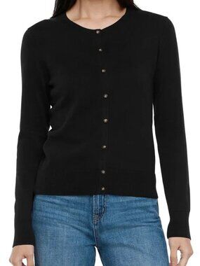 NEW GAP Womens Crewneck Cardigan Sweater NWT M 100% Cotton Black